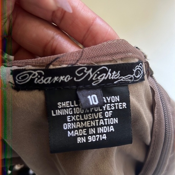 Pisarro Nights Beaded Taupe Mini Sleeveless Dress - Picture 4 of 8